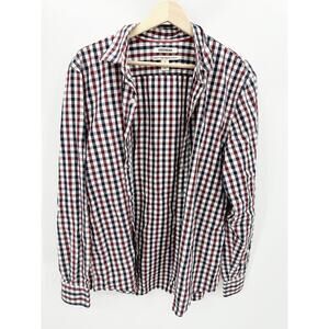 Goodthreads Standard Fit Red Blue Button Down Cotton Shirt Men's Size Large L